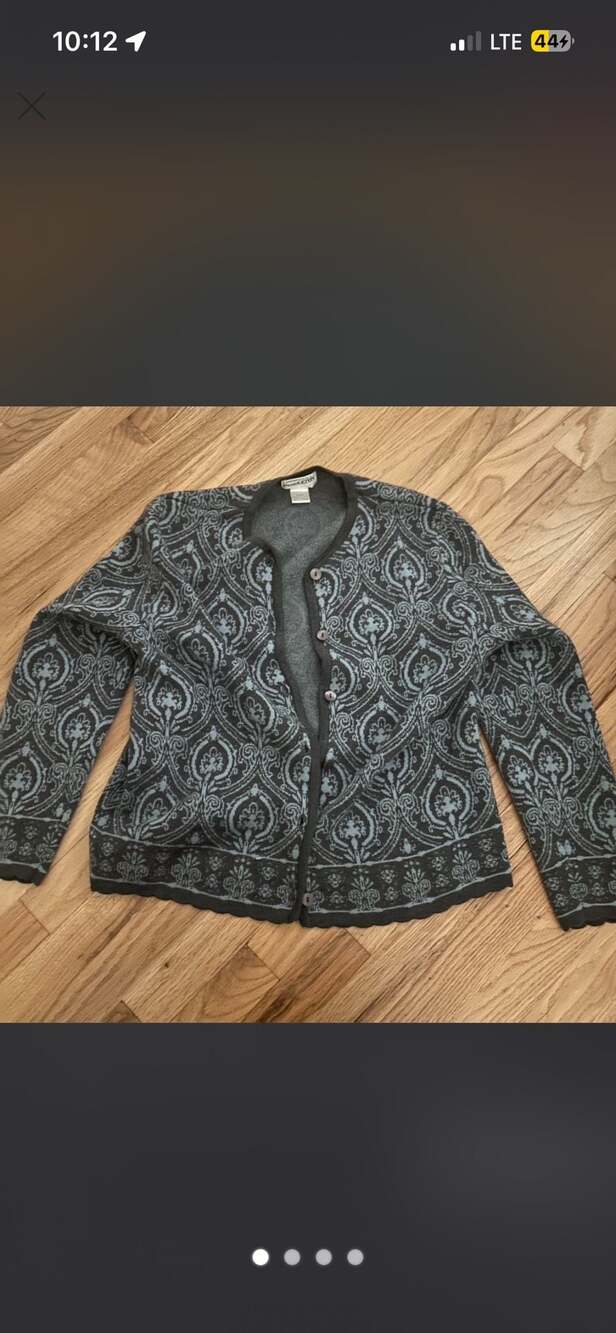 Pendleton Small 100% Merino Wool Cardigan Gray Blue Button Front Sweater